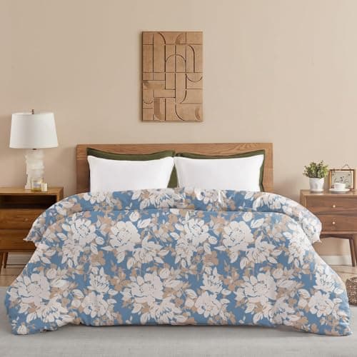 HOMEMONDE Duvet Cover Queen Bed 210 TC Soft Cotton Comforter Cover with Corner Ties | Quilt Cover | Rajai Cover | Blanket Cover | Queen (90 x 100 Inches) | 1 Piece Duvet Cover | Blossom Haze