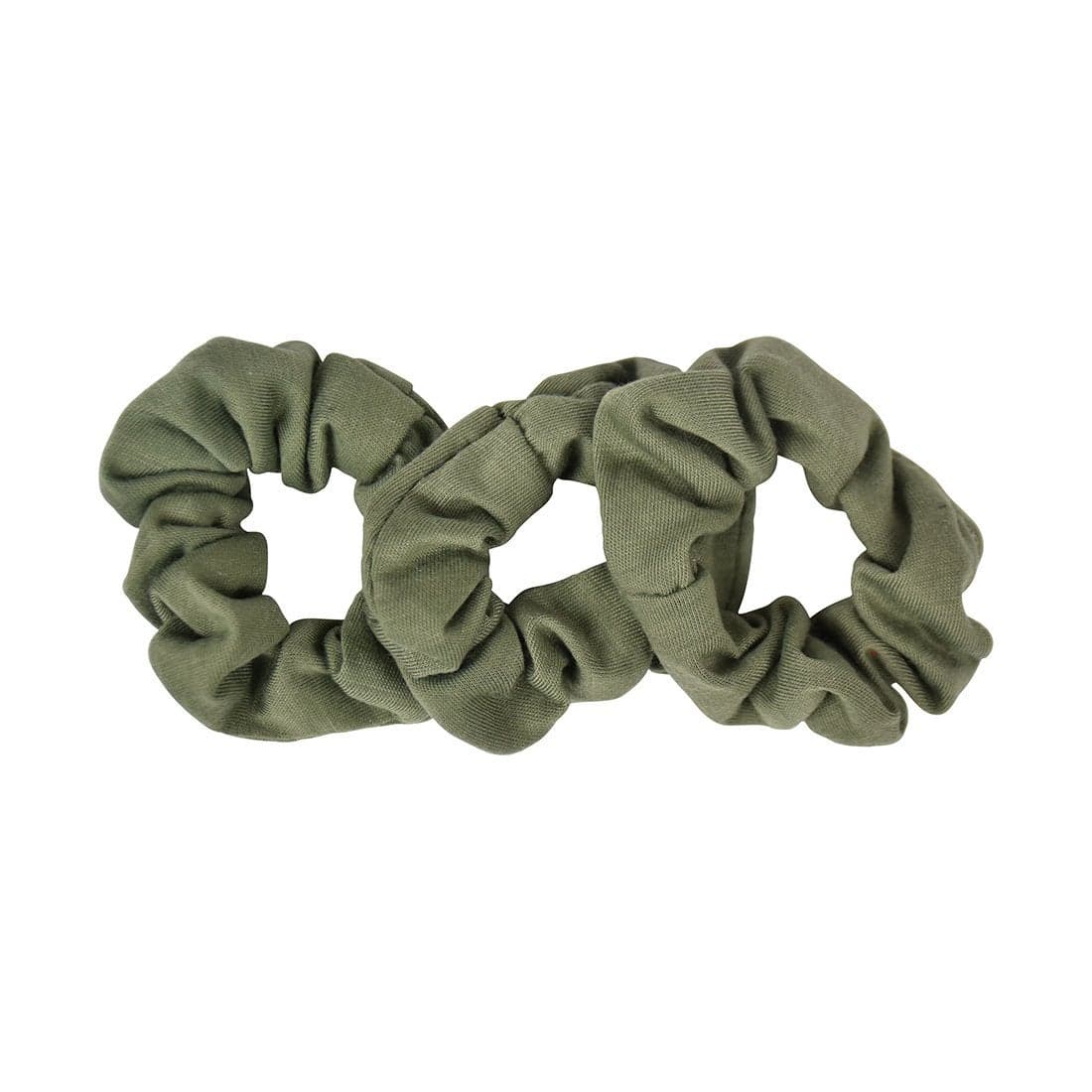 Small Scrunchies Cotton Hair Bobble Set of 3 Olive Green