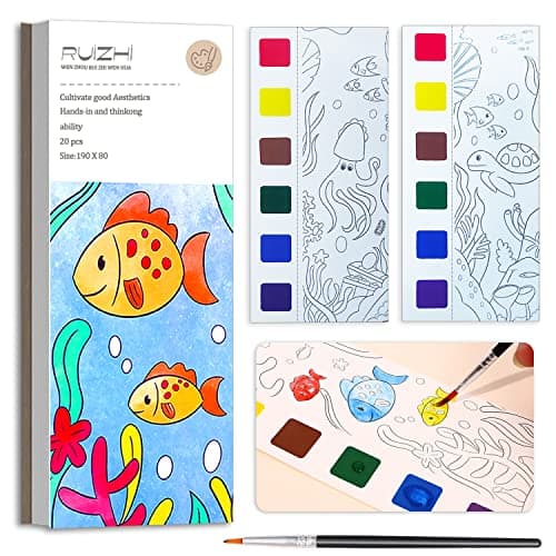 JUNQIU Watercolor Coloring Books for Kids Ages 48 Pocket Watercolor Painting Book for Toddlers Easter Basket Stuffers For Girls Boys Stocking Stuffers For Kids