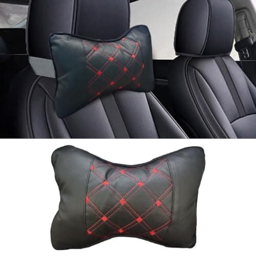 BDZMC 1PCS Car Neck Pillow Breathable Car Head Neck Rest Cushion Soft Pillow for Relieving Stiffness Comfort Car Seat Neck Support Pillow BlackRed