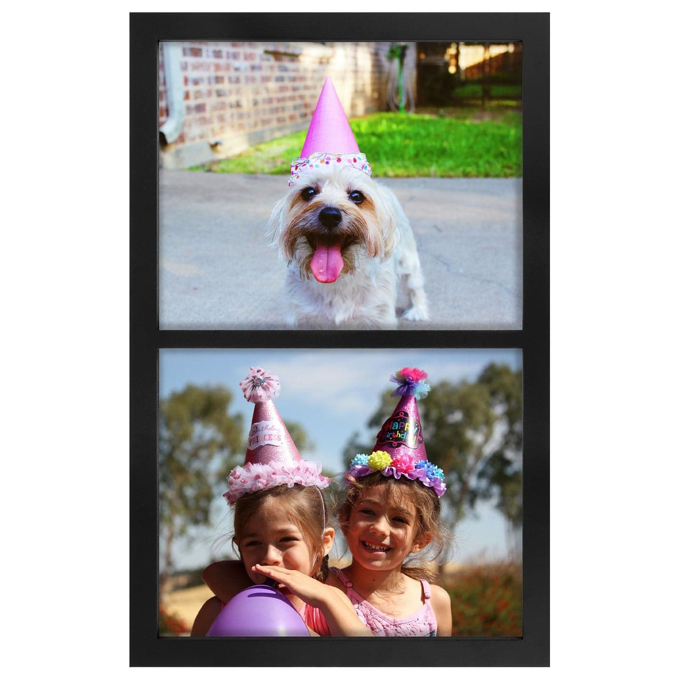 Golden State Art 8x10 Double Picture Frame Display Two 8x10 Photos Solid Wood Real Glass For Wall Mounting Black 1 Pack