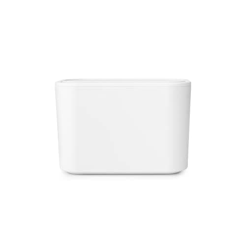 Brabantia MindSet Bathroom Small Trash Caddy White Hygienic Basin Top Storage Can with Swing Lid for Disposal of Used Cosmetics Cotton Pads Cue Tips 4 x 6 x 3