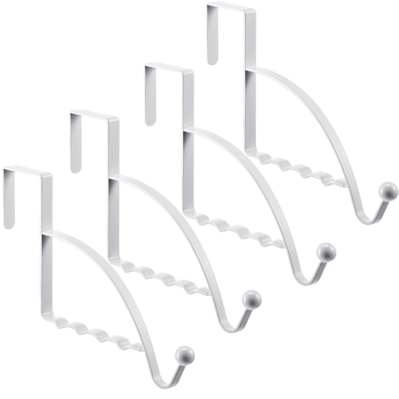 Hotop 4 Pieces Over The Door Hooks Hanger Multi Hanging Storage Organizers Valet Hooks for Coats Clothes Hoodies Hats Scarves Purses Keys Bath Towels Robes and MoreWhite