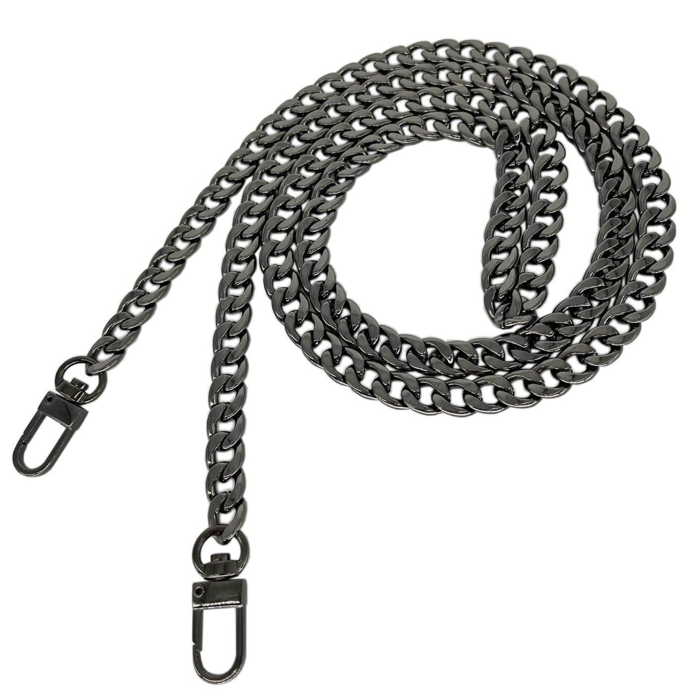 Model Worker DIY Iron Flat Chain Strap Handbag Chains Purse Chain Straps Shoulder Cross Body Replacement Straps with Metal Buckles 47 GunBlack