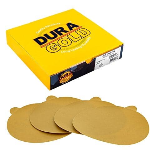 Dura-Gold Premium 6" Gold PSA Sanding Discs - 320 Grit, Box of 50 - Self Adhesive Stickyback Sandpaper for DA Sander, Finishing Coarse-Cut Abrasive - Sand Automotive Car Paint, Woodworking Wood, Metal