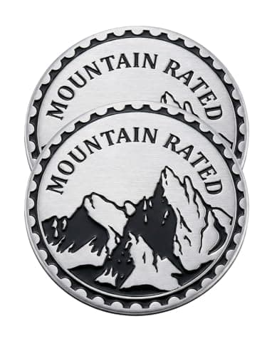 2 pcs Car Emblem 4 x 4 Metal Automotive Badge 3D Metal Car Badges Emblems Round Emblem Decals Car Badge Decals Stickers Compatible with Vehicles Trucks SUV RV Decorations Mountain