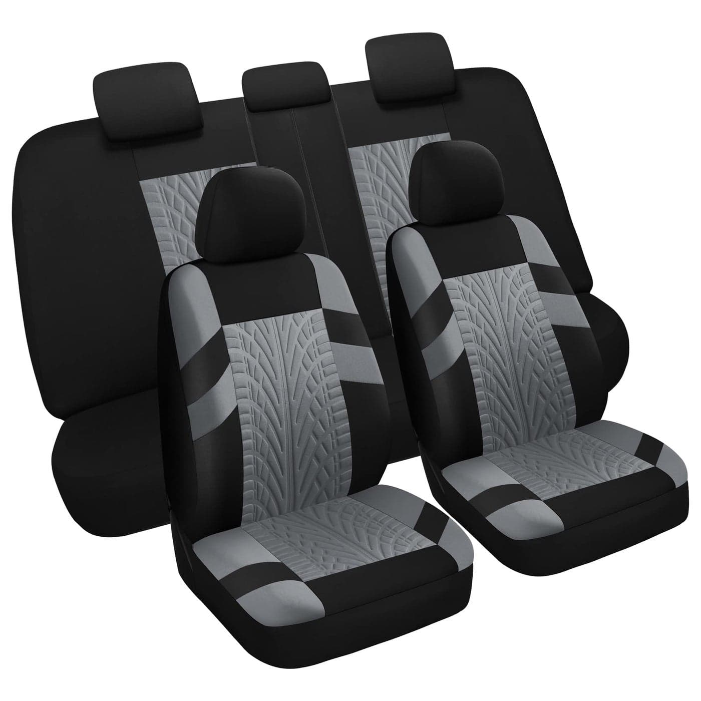 VarCozy Car Seat Covers Full Set Front Split Rear Bench for Car Universal Cloth SUV Sedan Van Automotive Interior Covers Airbag Compatible BlackGrey VC01B1