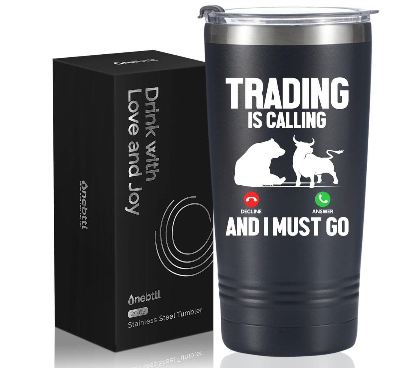 Onebttl Stock Market Gifts for Men and Women Funny Gifts for Stock Traders on Birthday and Christmas 20 oz Insulated Stainless Steel Tumbler TRADING IS CALLING