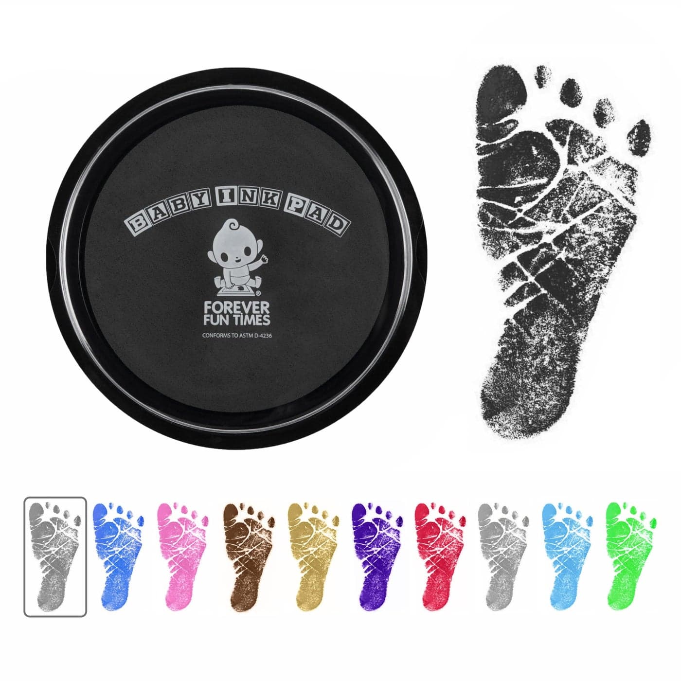 Baby Hand and Footprint Kit by Forever Fun Times Get Hundreds of Detailed Prints with One Baby Safe Ink Pad Easy to Clean and Works with Any Paper or Card Clean and Safe Black Big