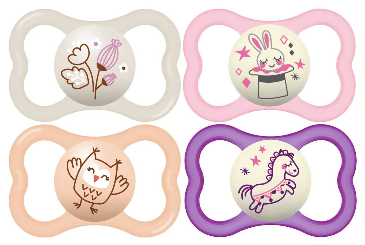 MAM Air Night Day Baby Pacifier for Sensitive Skin Glows in The Dark 616 Months Girl 4 Count