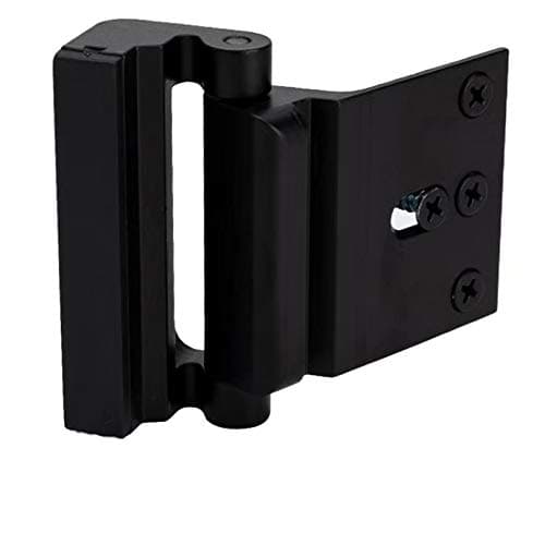 Door Reinforcement Lock with 4 Screws, Home Security Door Lock Stop for Toddler, Childproof Door Lock Night Lock Withstand 800 Lbs Black
