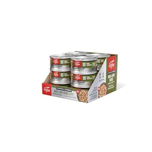 ORIJEN Chunks & Shreds Wet Cat Food Duck & Liver Entrée 3oz Cans (12 Count)