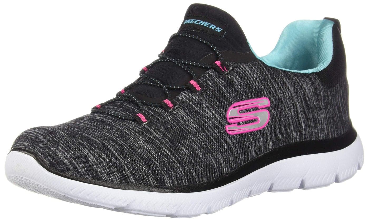 Skechers womens Summits-quick Getaway Sneaker, Black/Light Blue, 9.5 US