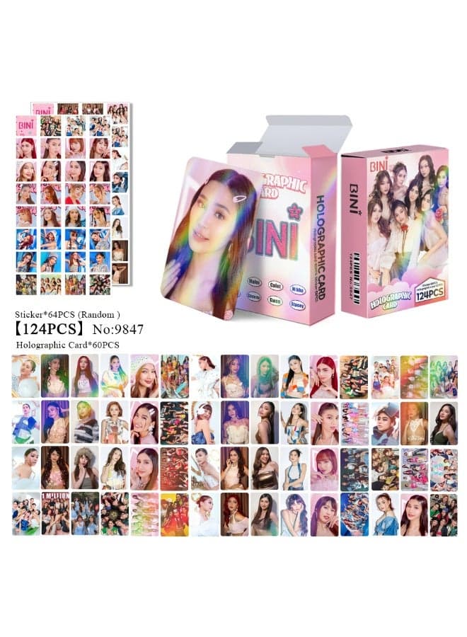 Small Card Philippine Girl Group Bini Laser Card Exquisite Sticker Star Peripheral Holographic Card