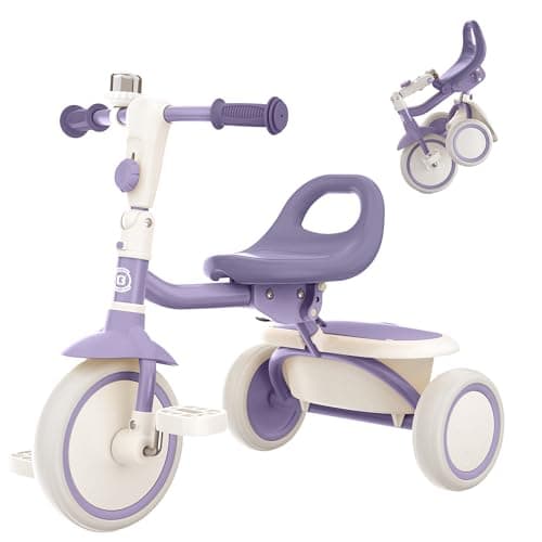besrey Kids Tricycles Age 18 Month to 5 Years Toddler Tricycle Kids Trikes Tricycle Gift Toddler Tricycles for 25 Year Olds Gift Toys for Boy Girl Trikes for Toddlers Dark Purple
