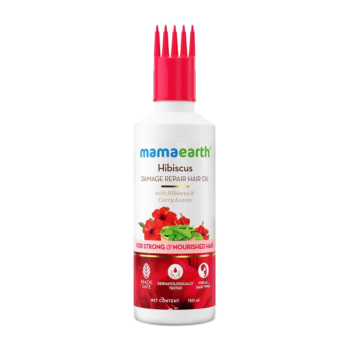 Mamaearth Hibiscus Damage Repair Hair Oil with Hibiscus Curry Leaves for Strong Nourished HairRepairs Rough Dry Damaged HairMakes Hair Smooth Frizz FreeSuitable For All Hair Types 150ml