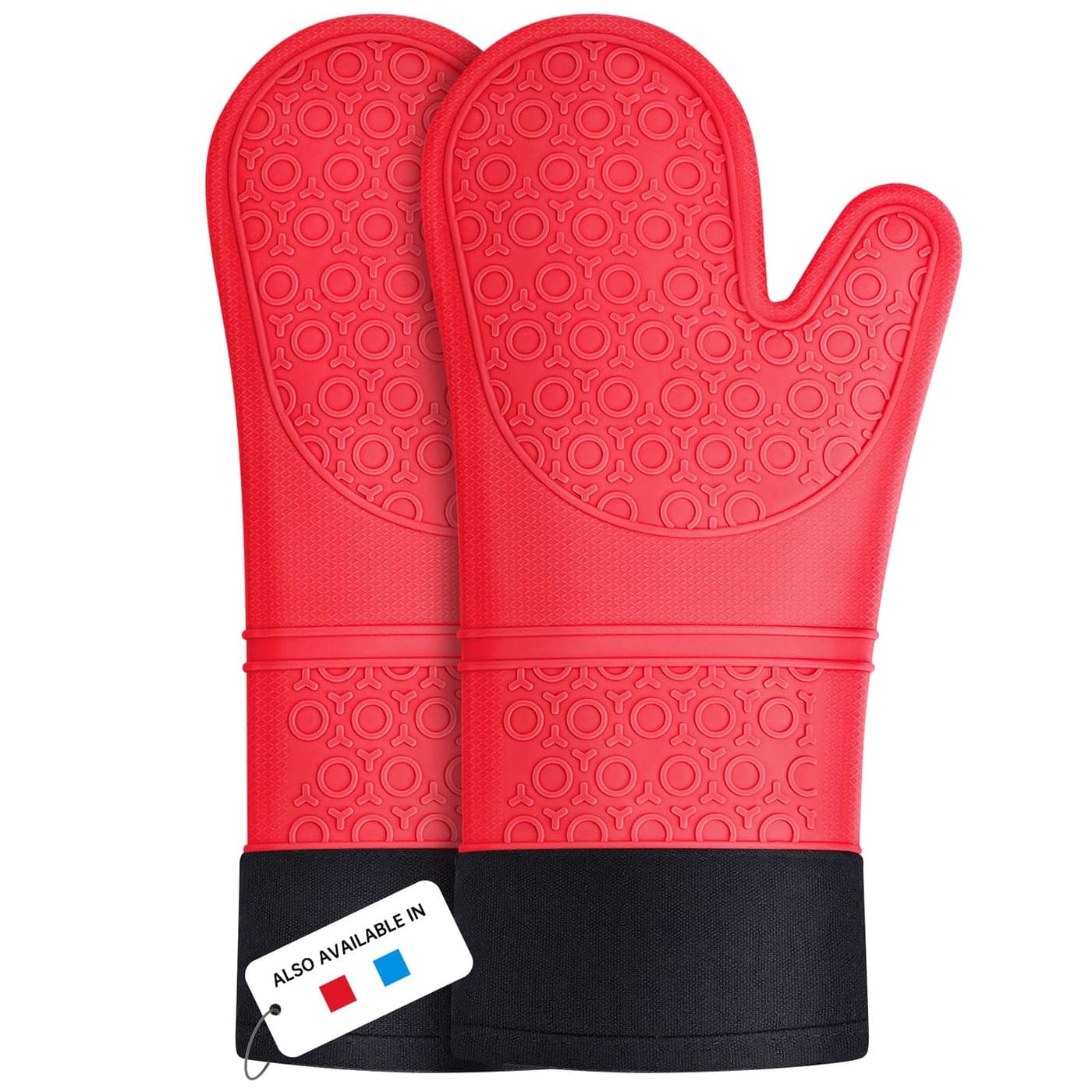 Silicone Oven Gloves Heat Resistant Silicone Oven Mitts Extra Long NonSlip Gloves for Kitchen Heatproof 446 F Red 1 Pair