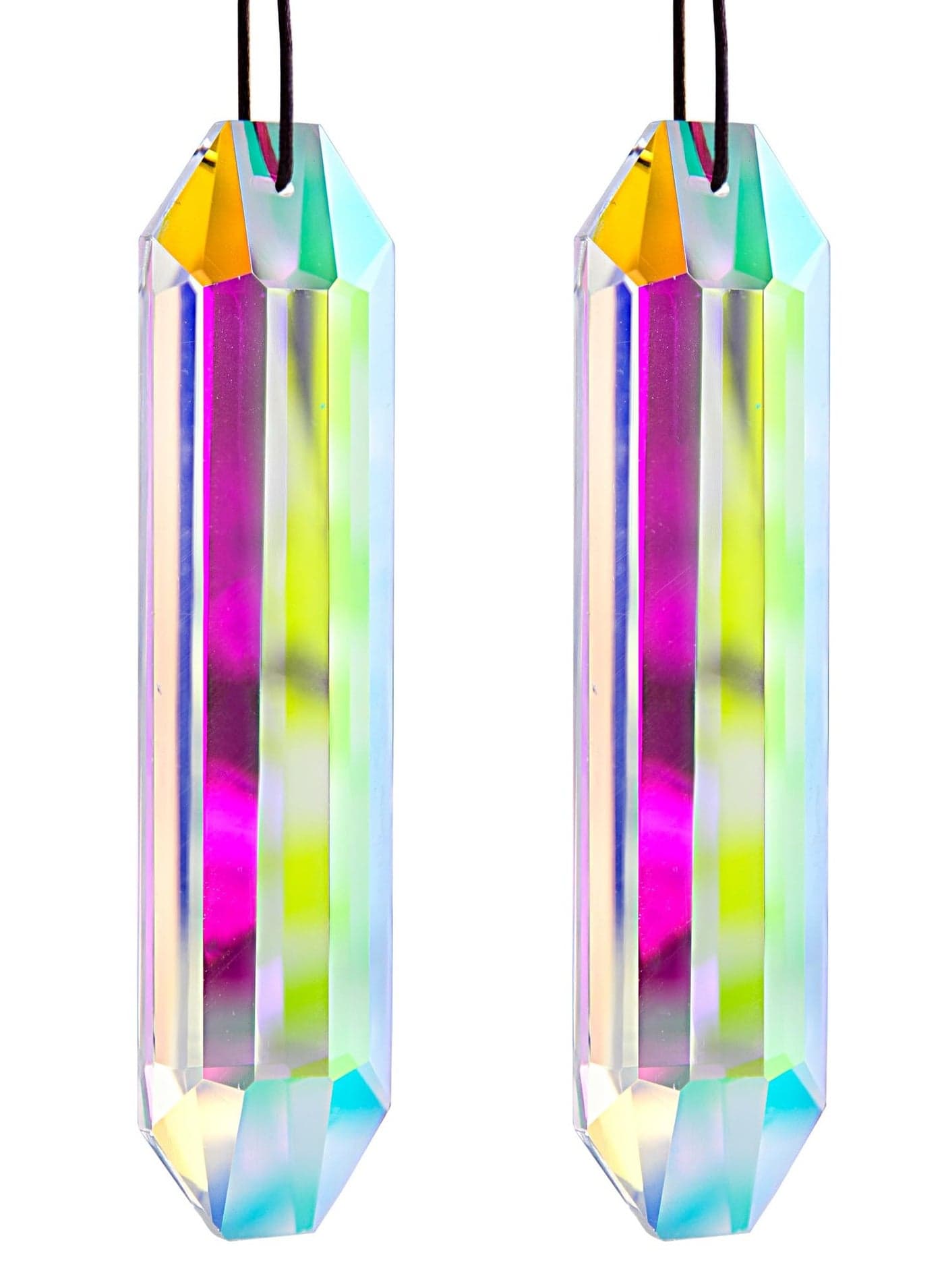 Hanging Chandelier Crystals, Prisms Crystal Suncatcher AB-Colors Hexagone Hanging Chandelier Prism Pendant, Home Decoration, DIY Craft, Made with Premium Quality Crystal (120mm) (2PCS)
