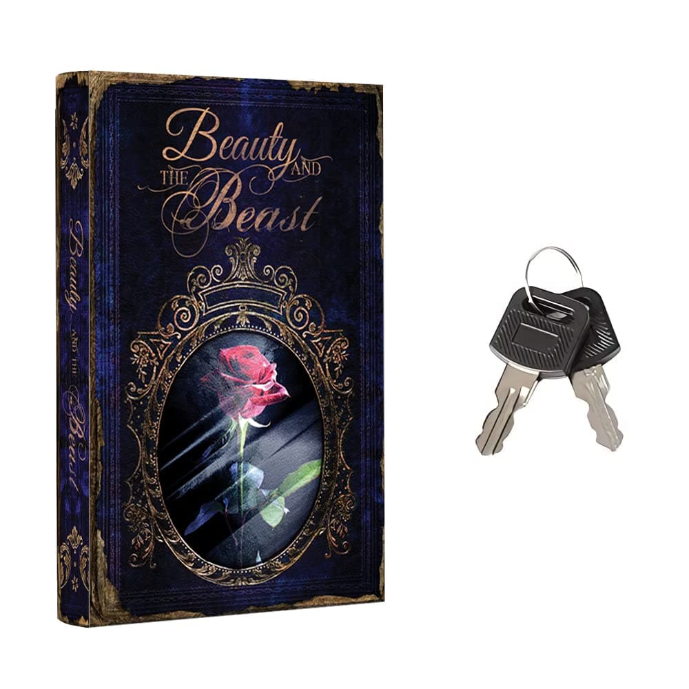 Fake Book Box Small Safe Box with Key Lock Hidden Safe in Plain Sight Diversion Safes Secret Safes Beauty Beast XLarge