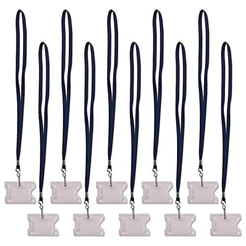 NSSP Transparent I.D. Card Holder Badge with Lanyard (Pack of 5, Black)