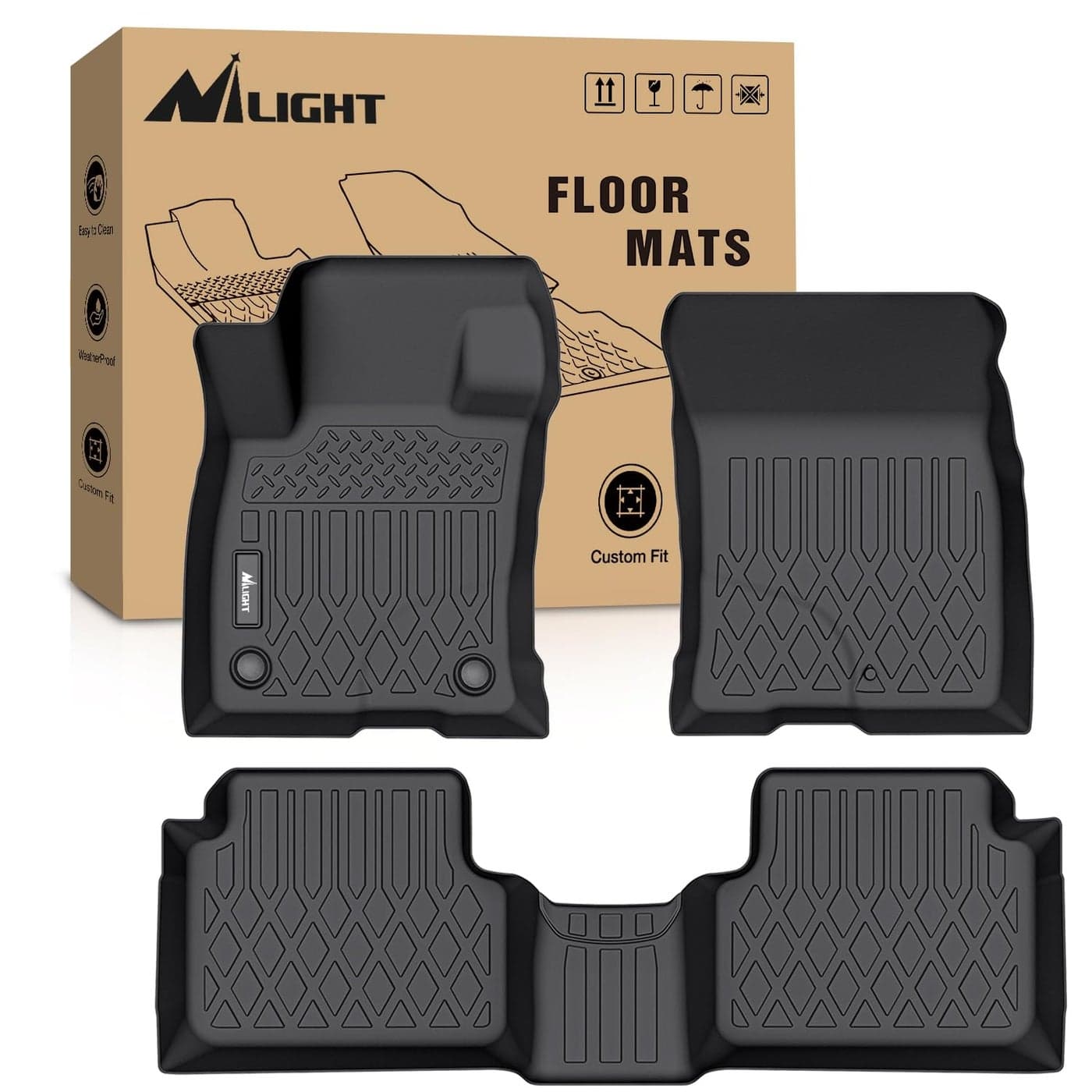 Nilight TPE Floor Mats for Ford Bronco Sport 4Door 2021 2022 2023 2024 2025 All Weather Custom Fit Heavy Duty Floor Liners