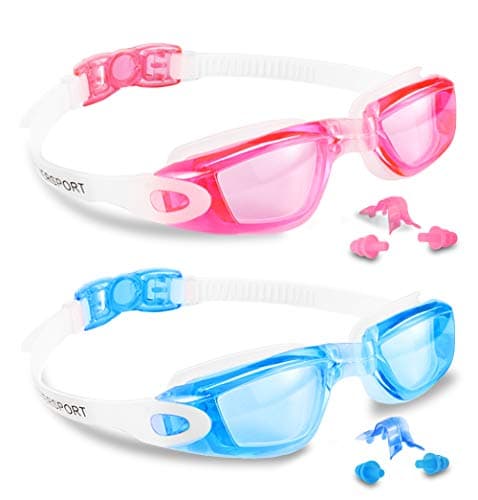 EverSport Kids Swim Goggles, Pack of 2 Swimming Goggles for Children Teens, Anti-Fog Anti-UV Youth Swim Glasses Leak Proof for Age4-16