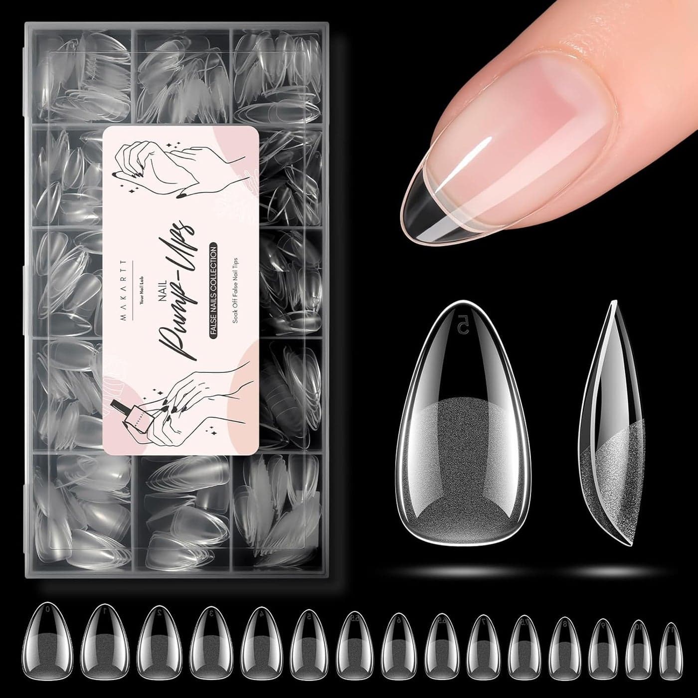 Makartt Short Almond Nail Tips for Gel Extensions 510pcs Half Matte Soft Gel PreBuffed No File Needed Full Cover Acrylic False Nail Fake Nails Press on Nails LongLasting 15 Sizes