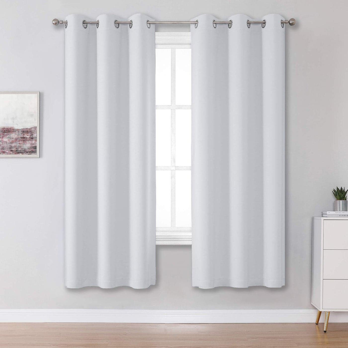DUALIFE Greyish White Bedroom Curtains with Grommet 72 Inch Length Curtains Panels for Kids Bedroom Thermal Insulated Room Darkening Window Drapes for Living Room 42x72 in2 Panels