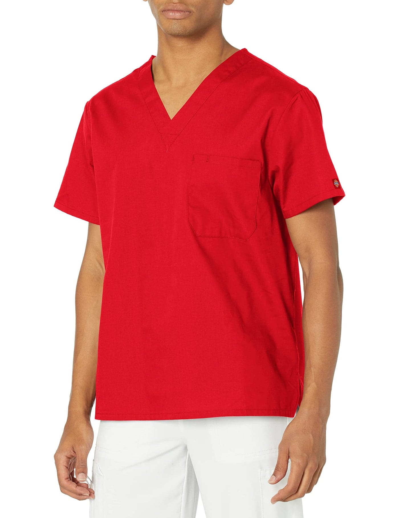 Dickies Unisex V-Neck Scrub Top, Red, Medium