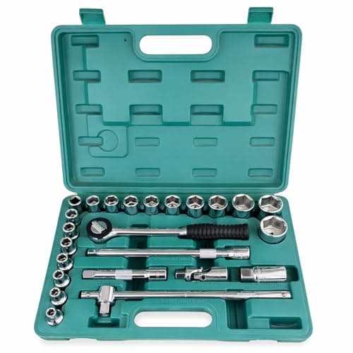 Eastman Sockets Set Of 24 Pcs, (12.7) 1/2 Inch Sq Drive, Bmc Pack, Chrome Vanadium Steel Wrench Set 6Pt (Below Set) Metal Tool Box Socket Spanners (E-2202-624-BM)