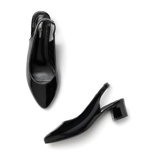 Marc Loire Pointed Toe Block Heel Fashion Sandal for Women (Black, 5)