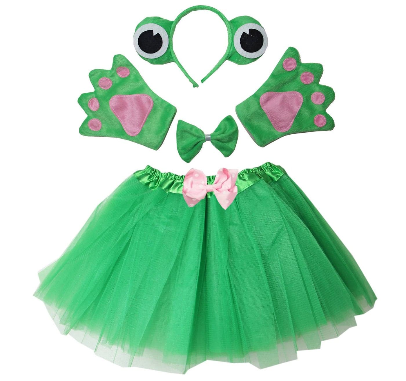 Kirei Sui Kids Animal Costume Frog Tutu and Headband 5Piece Halloween Dress Up Set Green