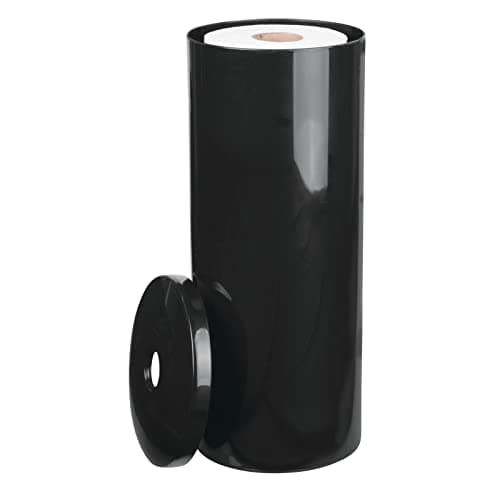 mDesign Plastic Floor Stand Toilet Paper Organizer with Cover 3Roll SpaceSaving Tissue Storage for Bathroom Fits Under Sink Vanity Shelf in Cabinet Corner Aura Collection Black