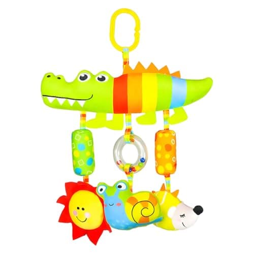 SNOWIE SOFT® Rabbit Plush Baby Toys for 6 to 12 Months Cartoon Stuffed Crib Mobile Toy - Low Saturation Color, Squeaky Device, Hanging Soothing Toy for Stroller, Crib New Norn Baby Gifts