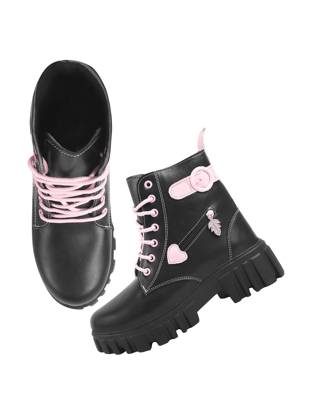 Shoetopia Smart Casual Lace-up Detailed Black Boots For Women & Girls /EU40