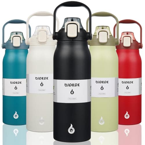 BJPKPK Insulated Water Bottles with Straw 57 oz Sports Water Bottle with Onehanded Opening Lid BPA Free Leakproof Easy Carry Thermo Jugs Flasks for Gym Sports Outdoors Black