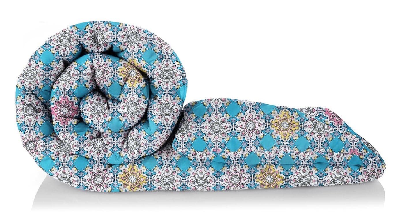 HOMEKART Super Soft Floral Printed Reversible Microfiber Double Bed Comforter| Ac Blanket/Quilt |Light Weight & Breathable (90x100 Inches, Blue)