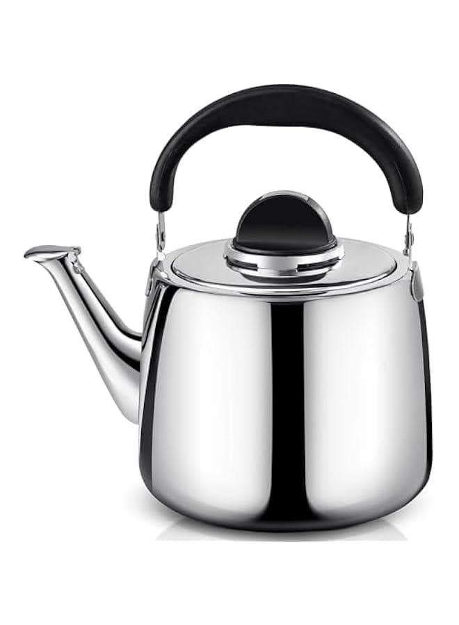 Whistling Tea Pots for Stove Top - Food Grade Stainless Steel Teapot - Classic Stovetop Kettle with Universal Base, Cool Grip Bakelite Handle (3 L)