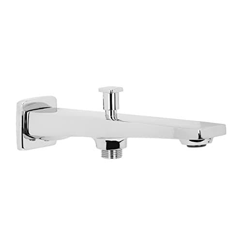 Hindware Italian Collection F410010CP Edge Bath Spout with Tip Ton (Water Diverter to Hand Shower), Brass with Chrome Finish