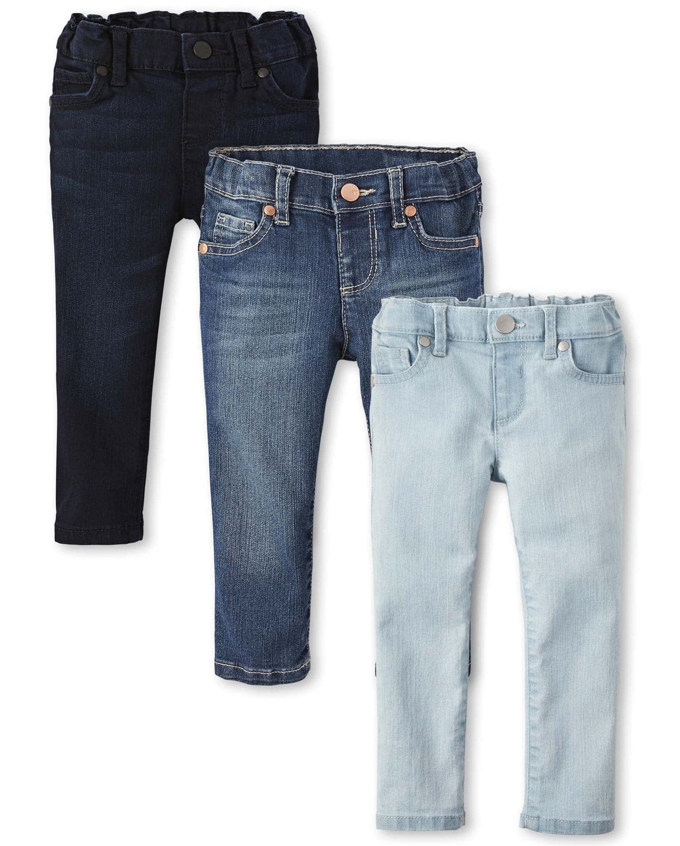 The Childrens Place Baby Girls And Toddler Girls Basic Skinny JeansBlues WashDk IndigoSky Wash 3 Pack1218MOS