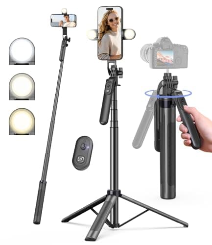 Yeaki 71 Phone TripodTripod for iPhone with Fill Light and Rechargeable RemoteAluminum Selfie Stick Phone Stand Compatible with Cell PhoneCameraRing LightDJIGoPro