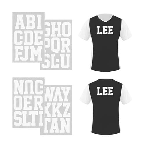 S.E.I 40 Pieces Iron-On Letters: 3 Inch Sport White Iron-On Letters for Clothing, Flock Letters for Jerseys, Uniforms, & T-Shirts (Sport Flock, White)