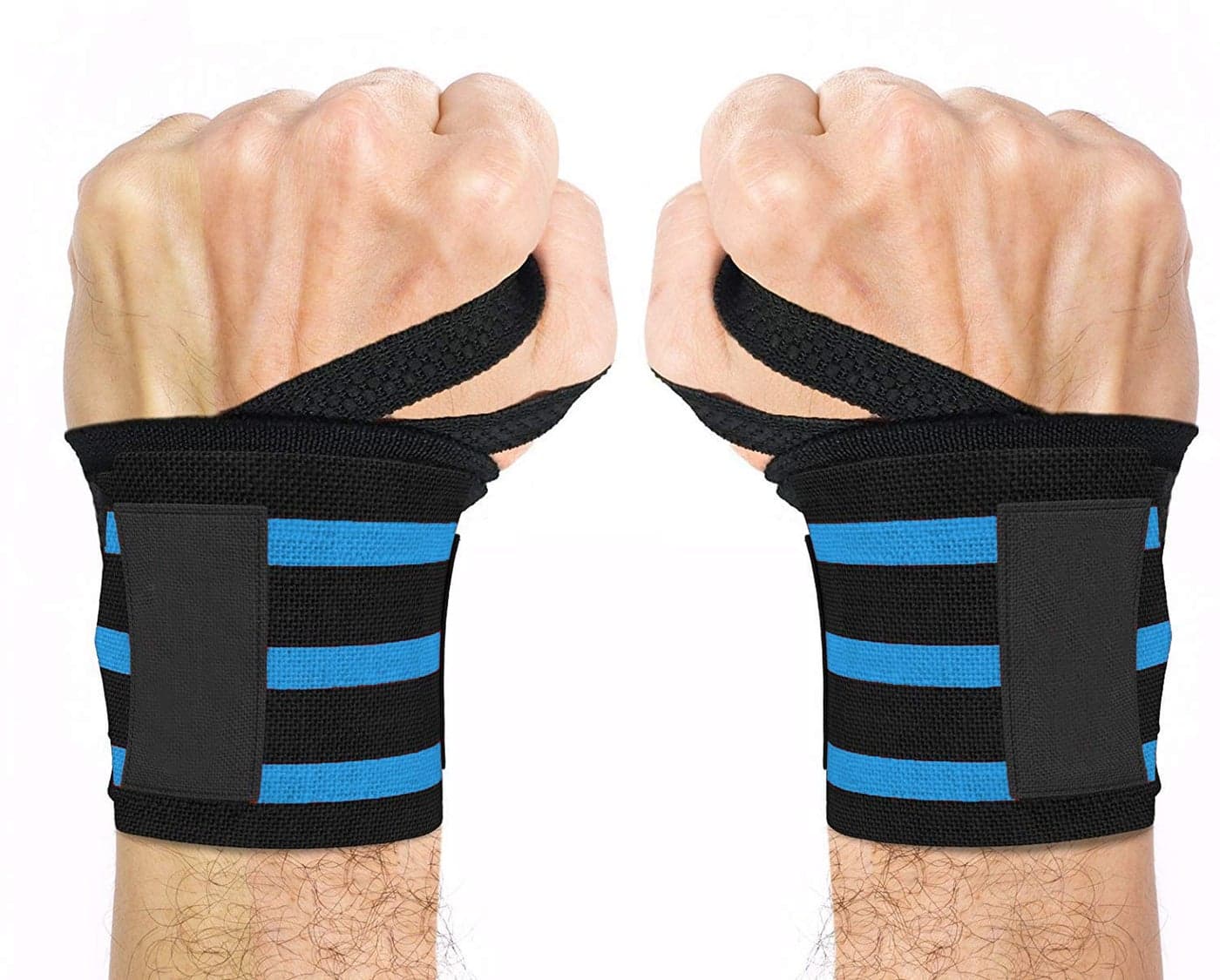 LACOPINE Wrist Wraps for Fitness and Weightlifting Straps with Thumb Loops- Men and Women (Blue)
