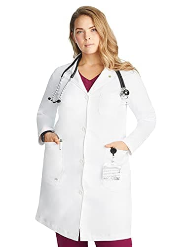 Healing Hands Lab Coat For Woman Faye White Coat with 5 Pockets, Moisture Wicking and 2-Way Stretch 5161, Large, WHITE