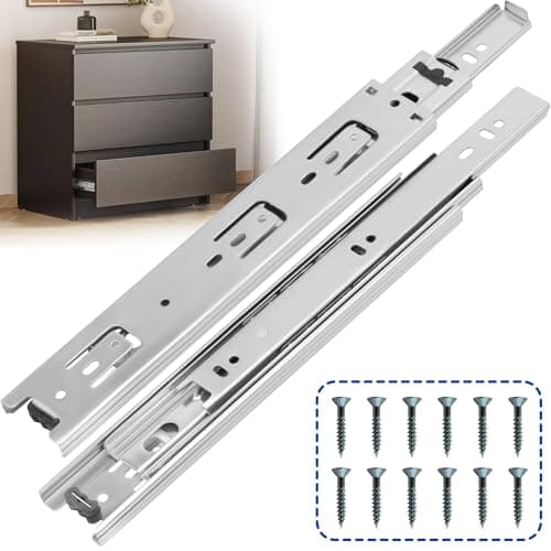 Ourshom 8 Inch Drawer Slides 1 Pairs (2pcs) Side Mount Rails - Heavy Duty Full Extension Ball Bearing – Drawer Slide Glides for Cabinet Kitchen, Dresser Runners - Draw Slides Sliders 100Lb Capacity