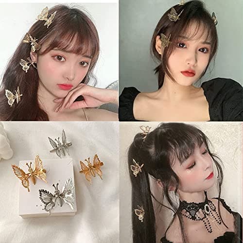 NEOBABY Hairstyle Decoration shaking Butterfly Hair Bride Clips | Hair Style Bridal Brooch & Braid for Juda Bun | Butterfly Hair Pins for Women's & Girls - Pack of 6 Pairs (Silver & Golden)