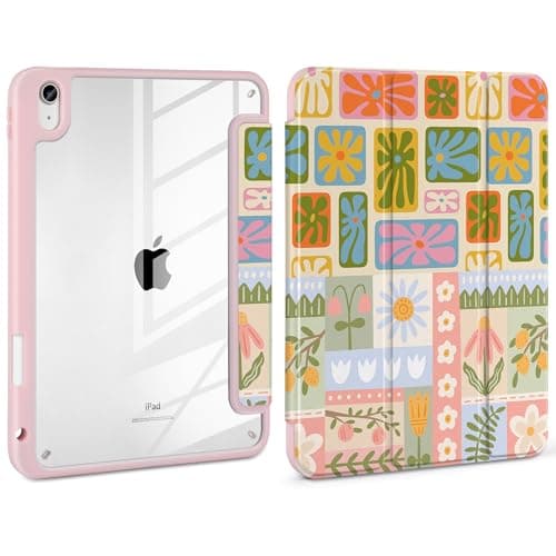 Loyrina Case for iPad Air 13 inch 2026 M4 2025 M3 2024 M2 Release Slim Lightweight Shockproof Cute Printed Cover with Clear Back TPU Edge Pencil Holder Trifold Stand Auto Wake Sleep, Flower Patchwork