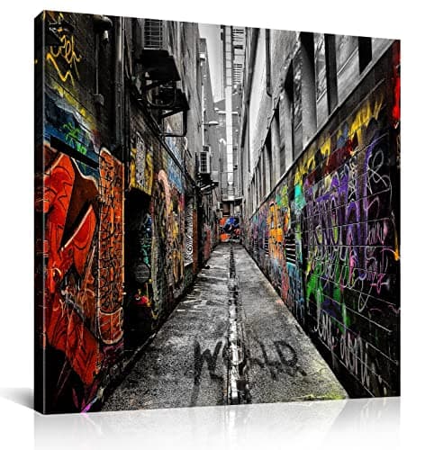 Banksy Canvas Wall Art Graffiti Picture for Bedroom Living Room Framed Easy to Hang 20 W x 20 H