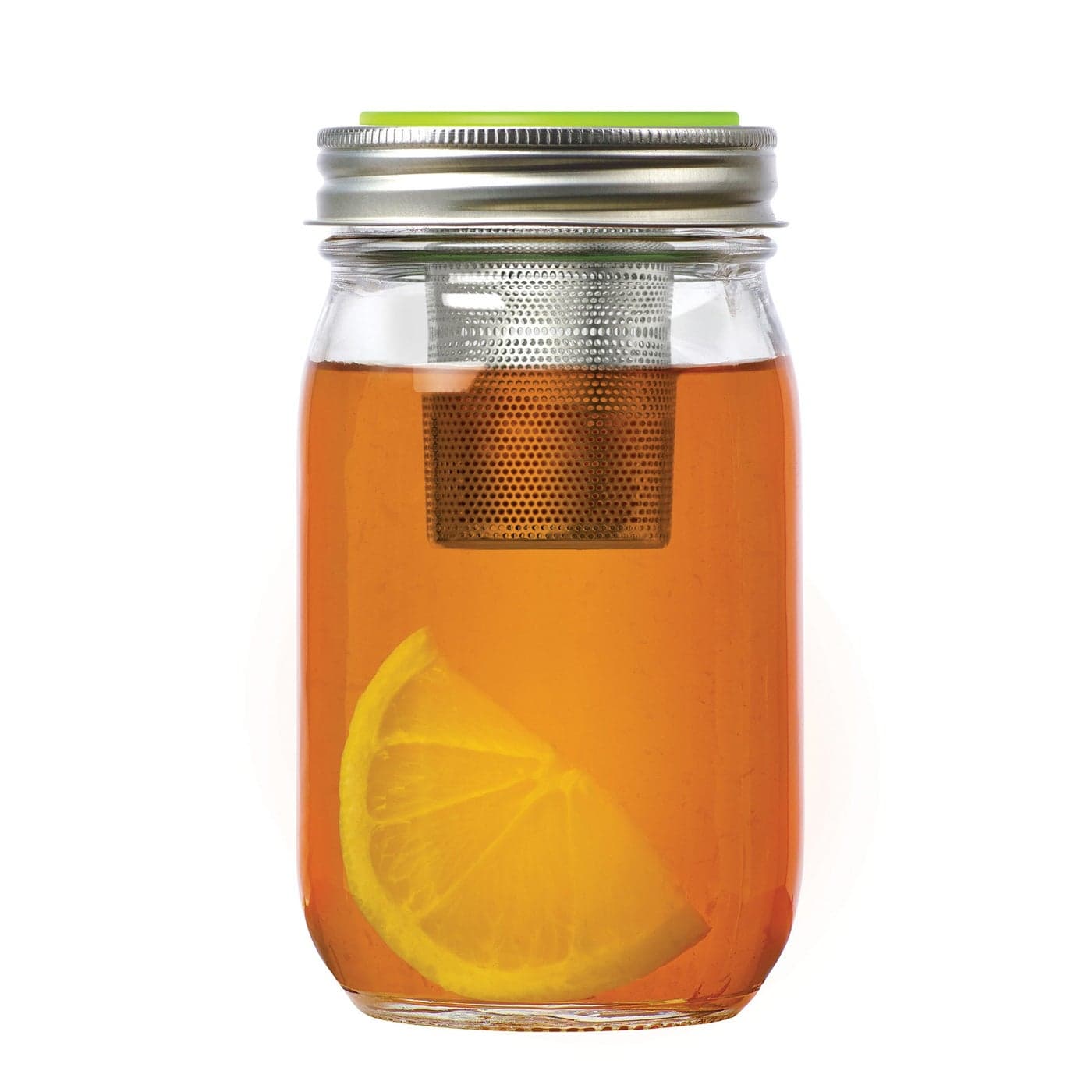 Jarware Tea Infuser Lid for Regular Mouth Mason Jars Green
