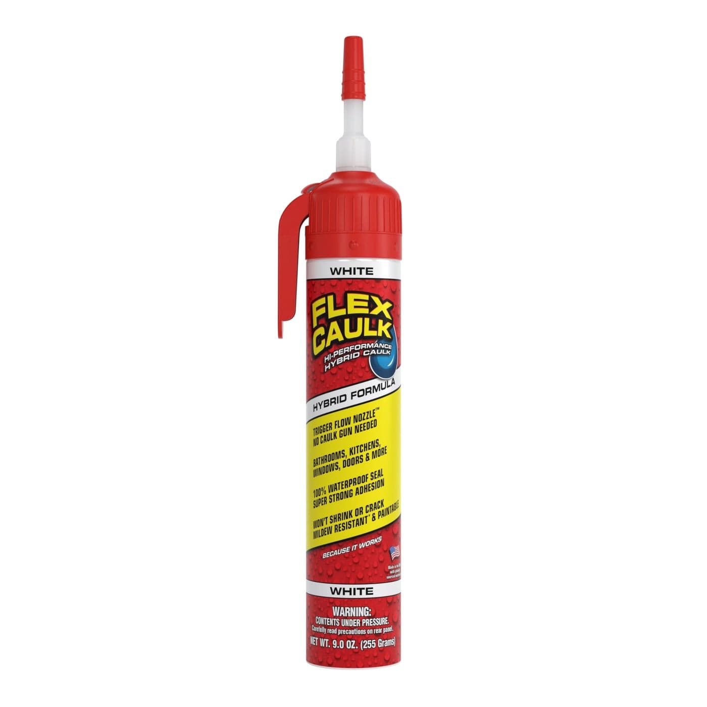 Flex Caulk Waterproof Weatherproof Hybrid Polymer Sealant Strong Paintable Indoor Outdoor Bath Shower Sink Window Baseboards Door RV Roof Wood Auto Marine White 9 oz 1Pack